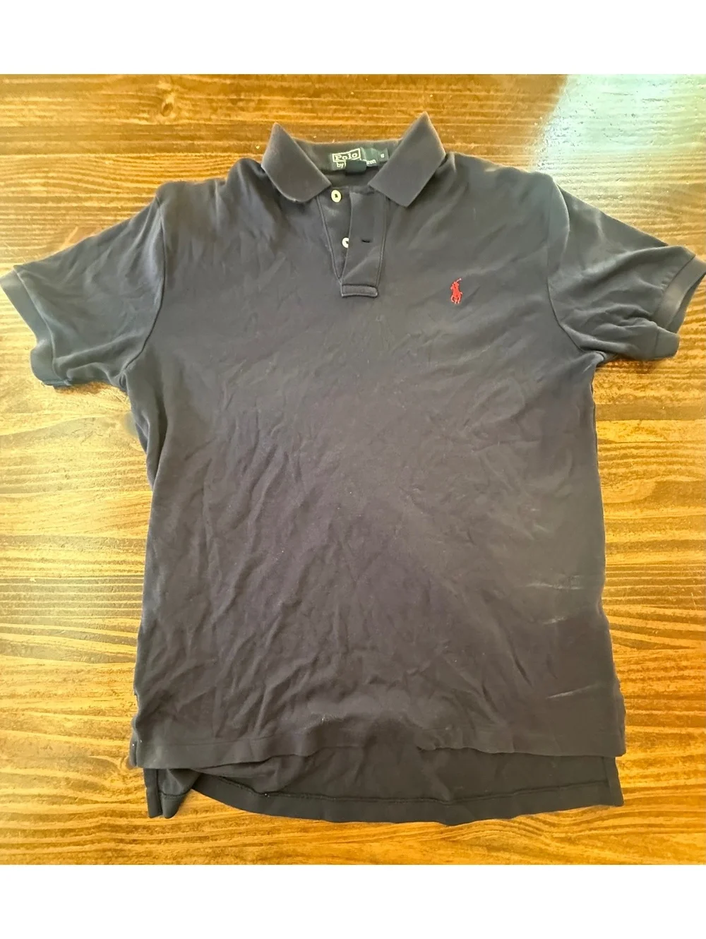 Polo Ralph Lauren Navy Blue Polo Shirt with Red Logo, Size S